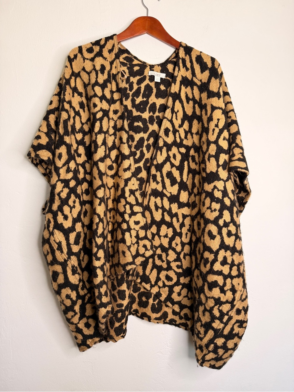 LOFT Leopard Print Ruana Poncho Cardigan Open Front XL/XXL